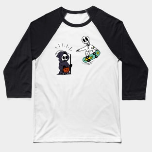 Halloween Skateboarding Skeleton Baseball T-Shirt